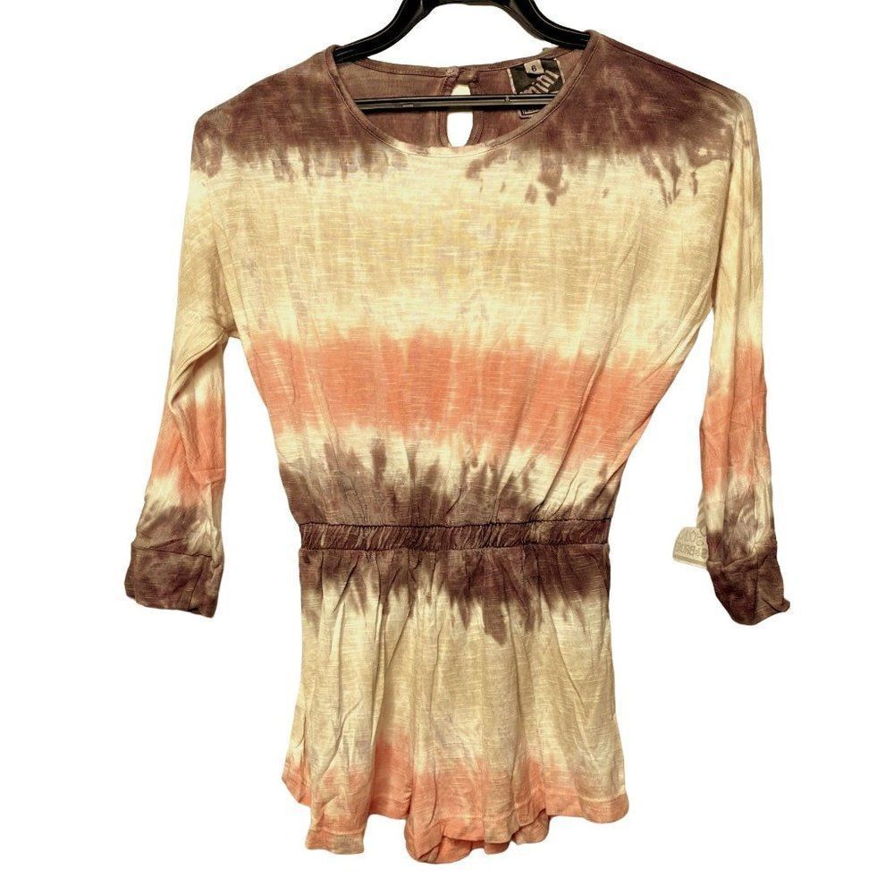 Mini Young Fabulous & Broke Girls Sz 6 Taupe & Peach Long Sleeve Romper NEW